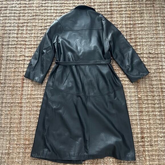 Vintage Francis Imports Genuine Leather Trench Coat Made in Spain (M/L) - Picture 12 of 16